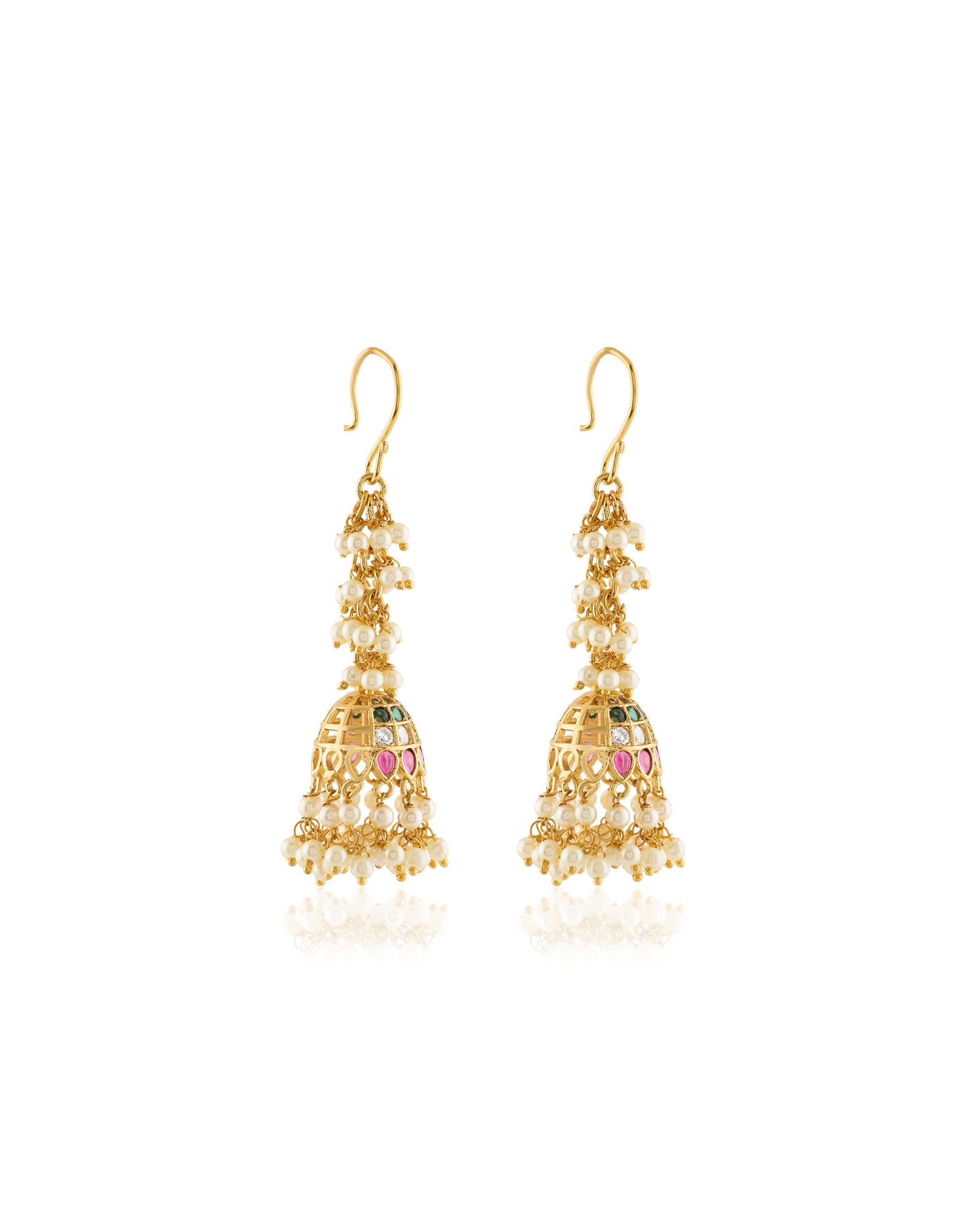 Temple Pearl Gold Jhumkas