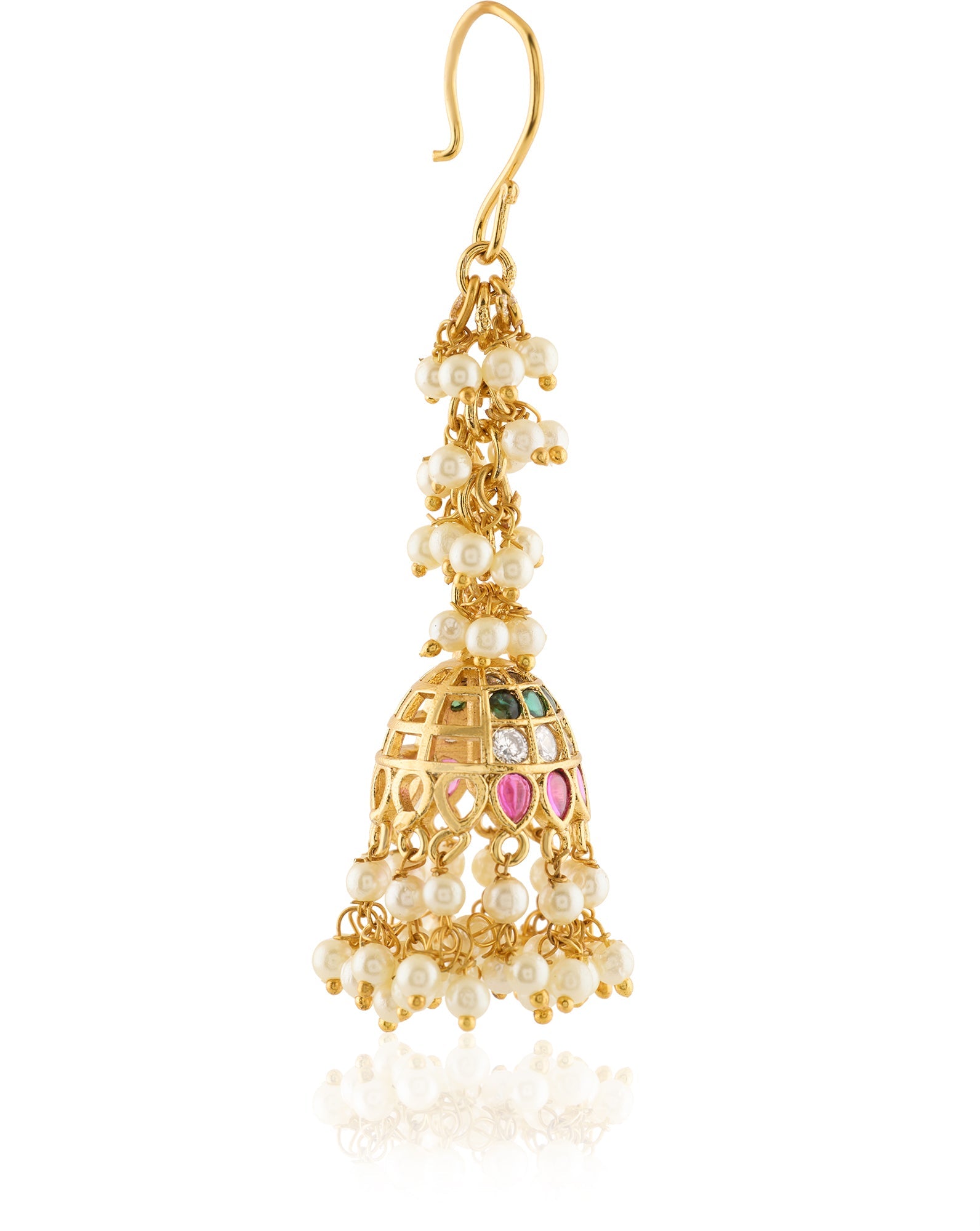 Temple Pearl Gold Jhumkas