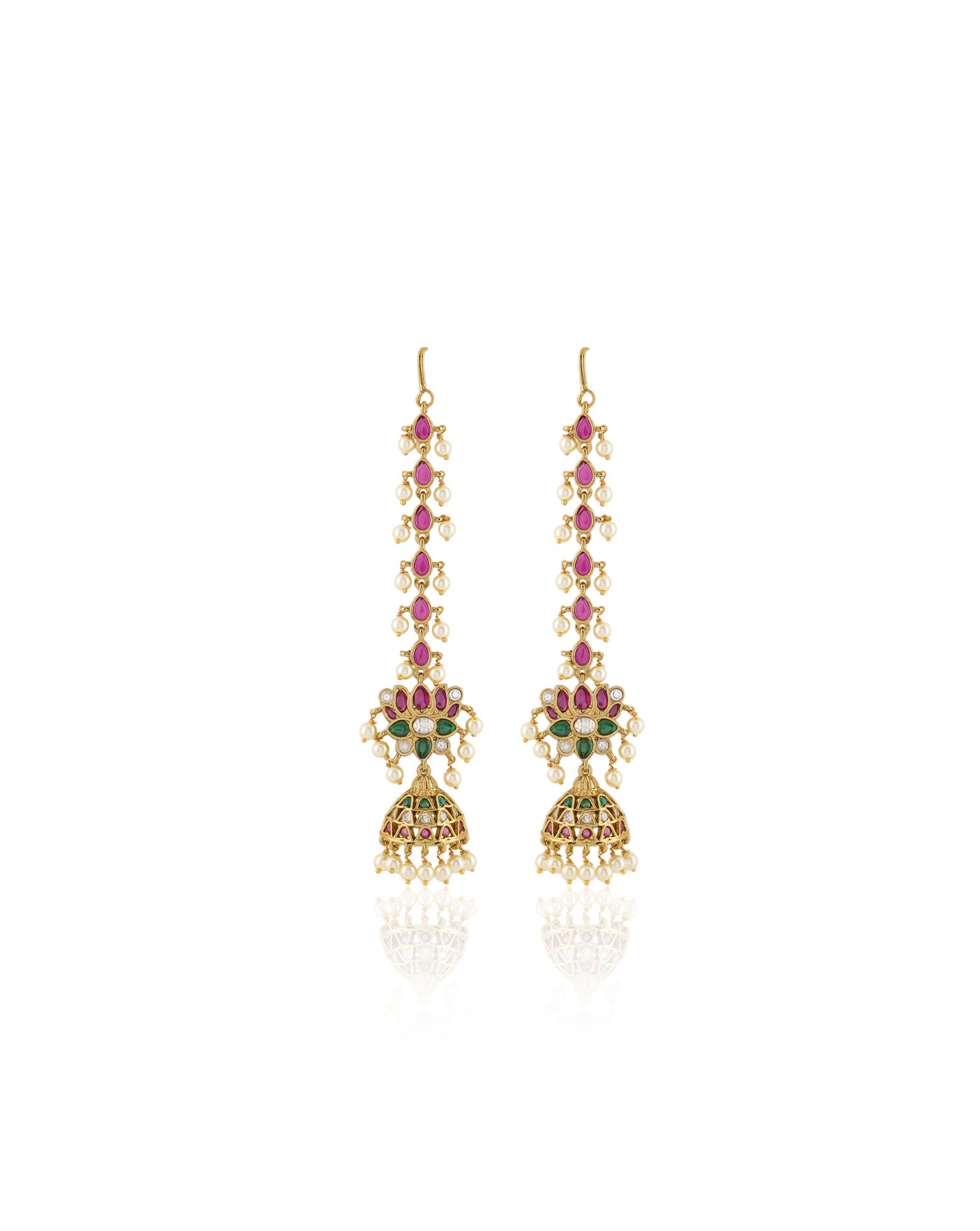 Lotus Temple Gold Long Jhumkas