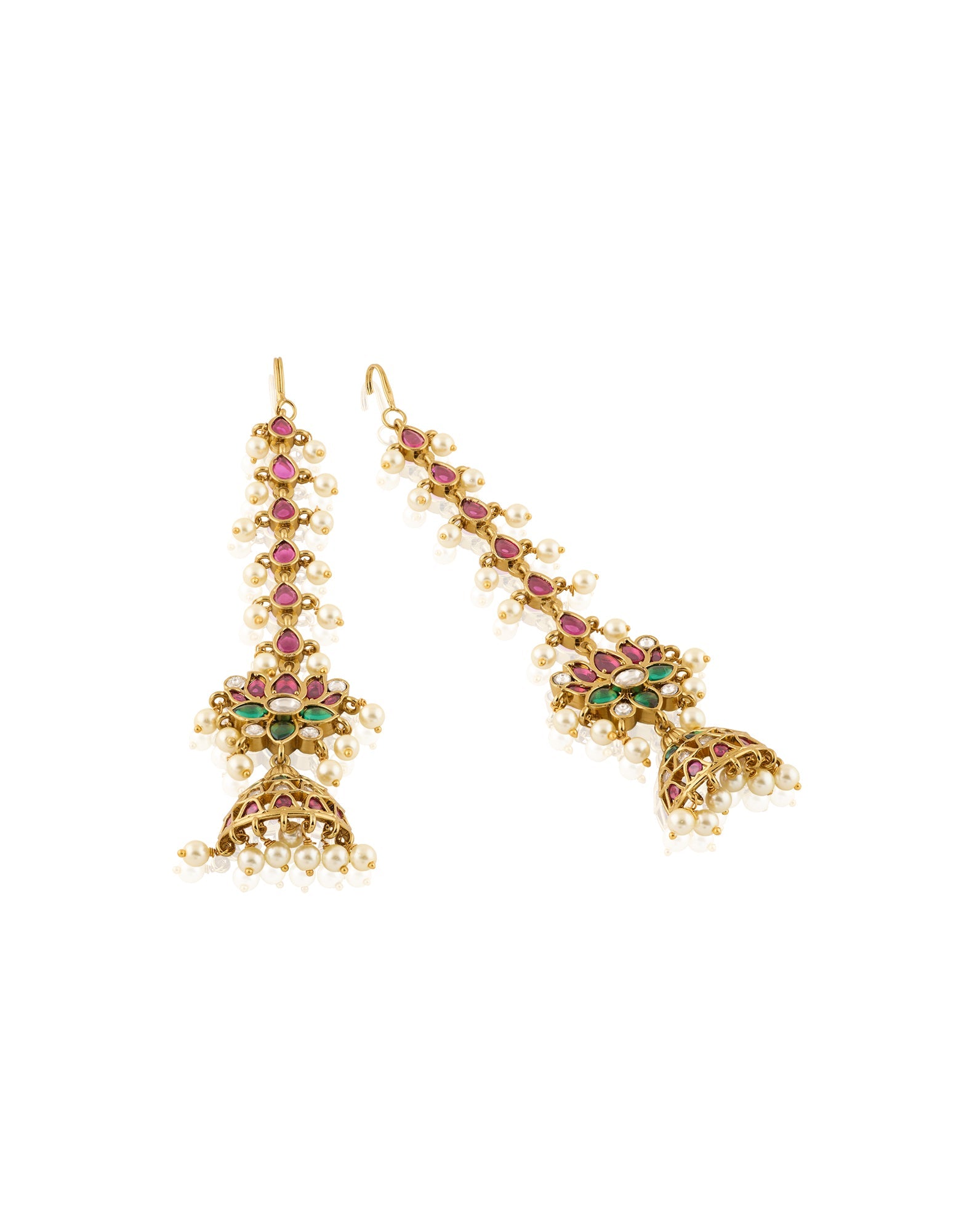Lotus Temple Gold Long Jhumkas