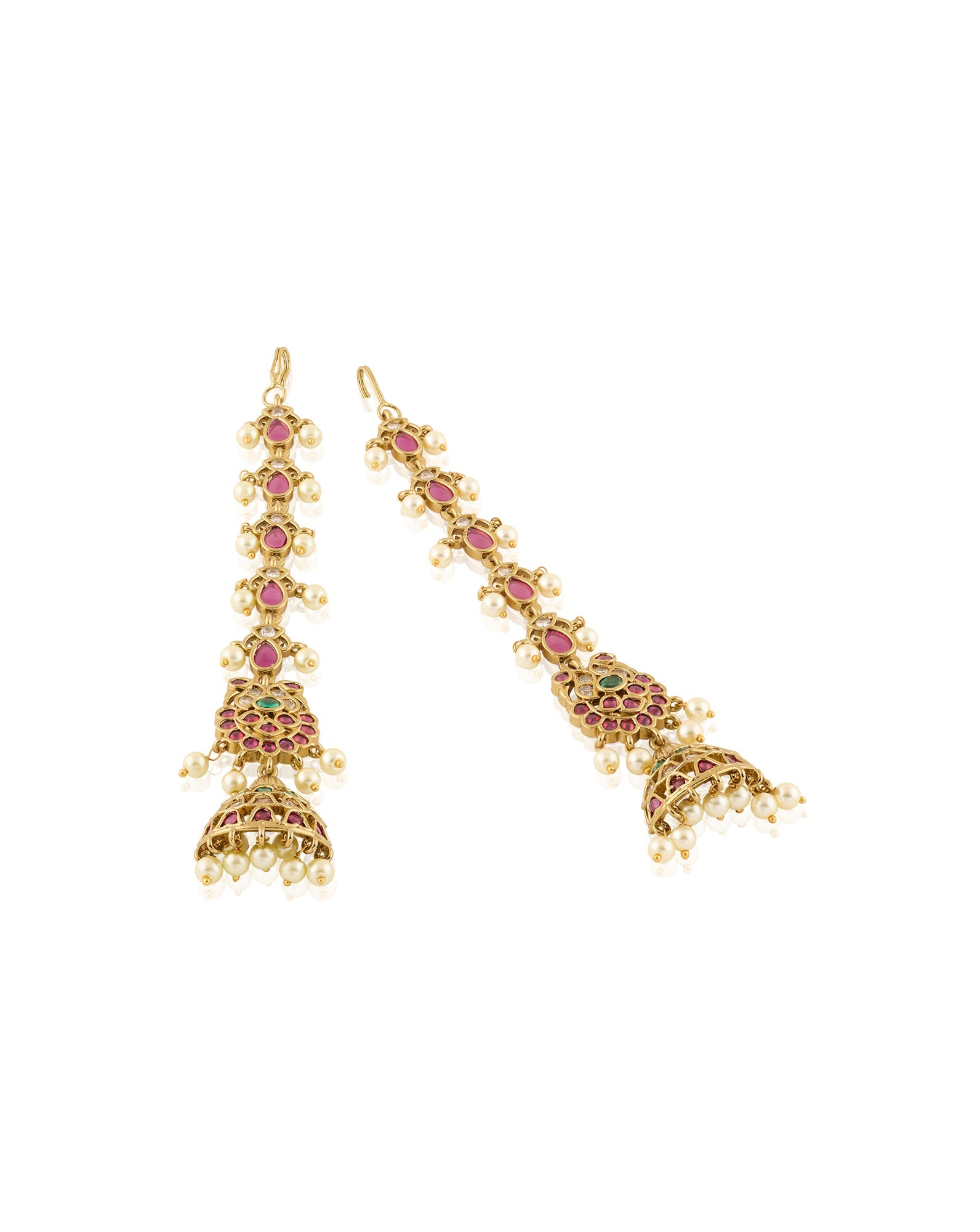 Floral Temple Gold Long Jhumkas