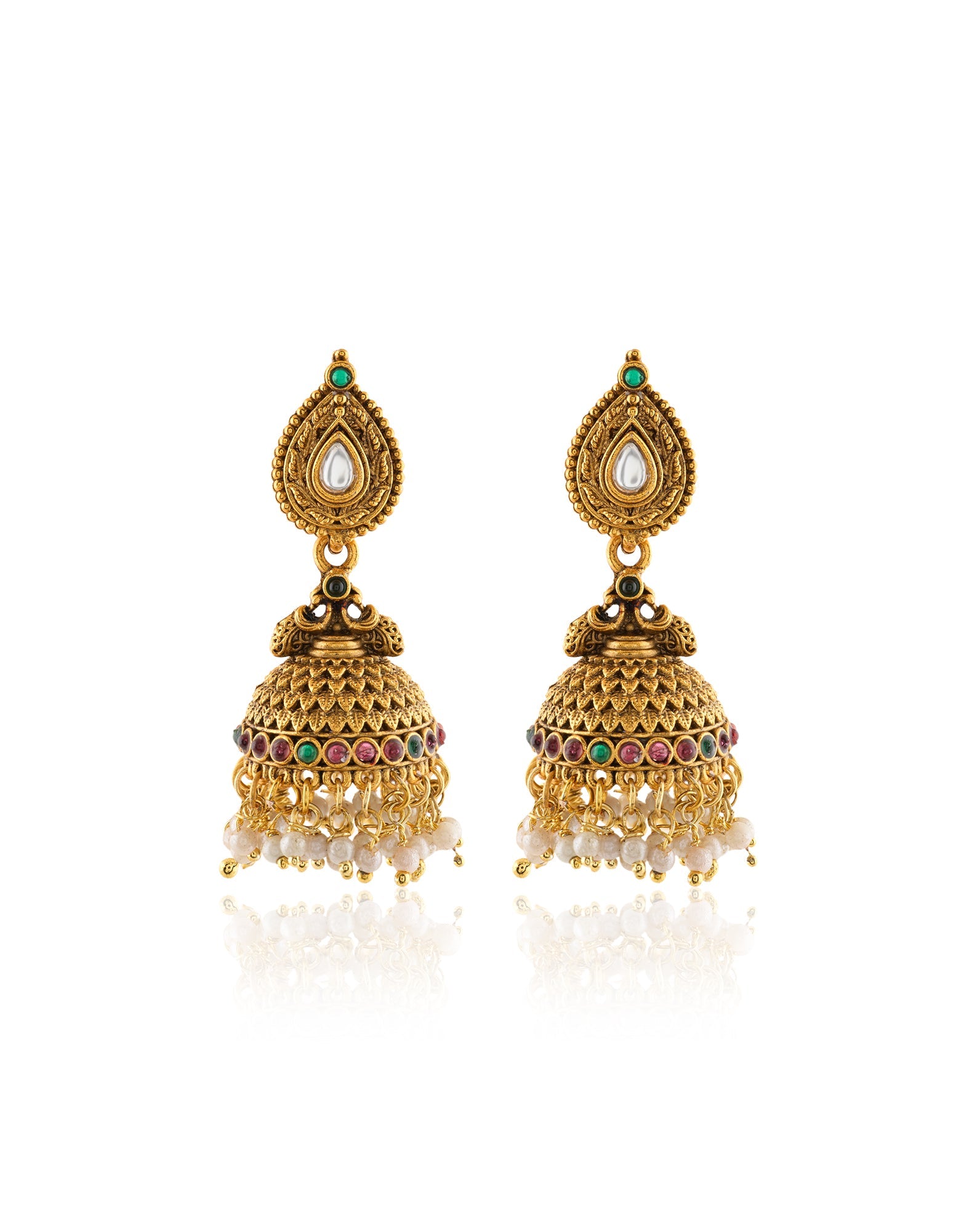 Gold Temple Statement Jhumkas