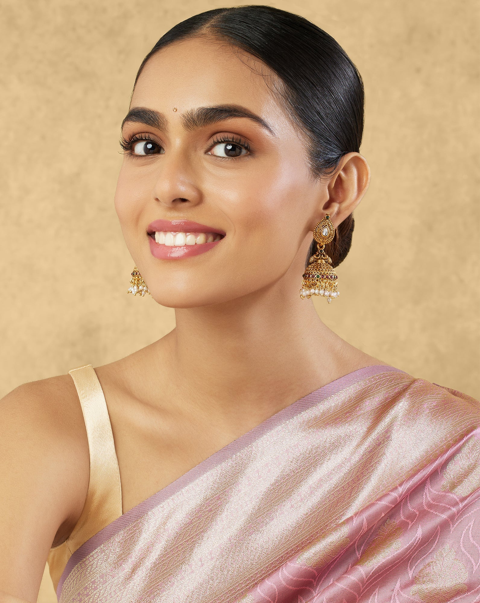 Gold Temple Statement Jhumkas