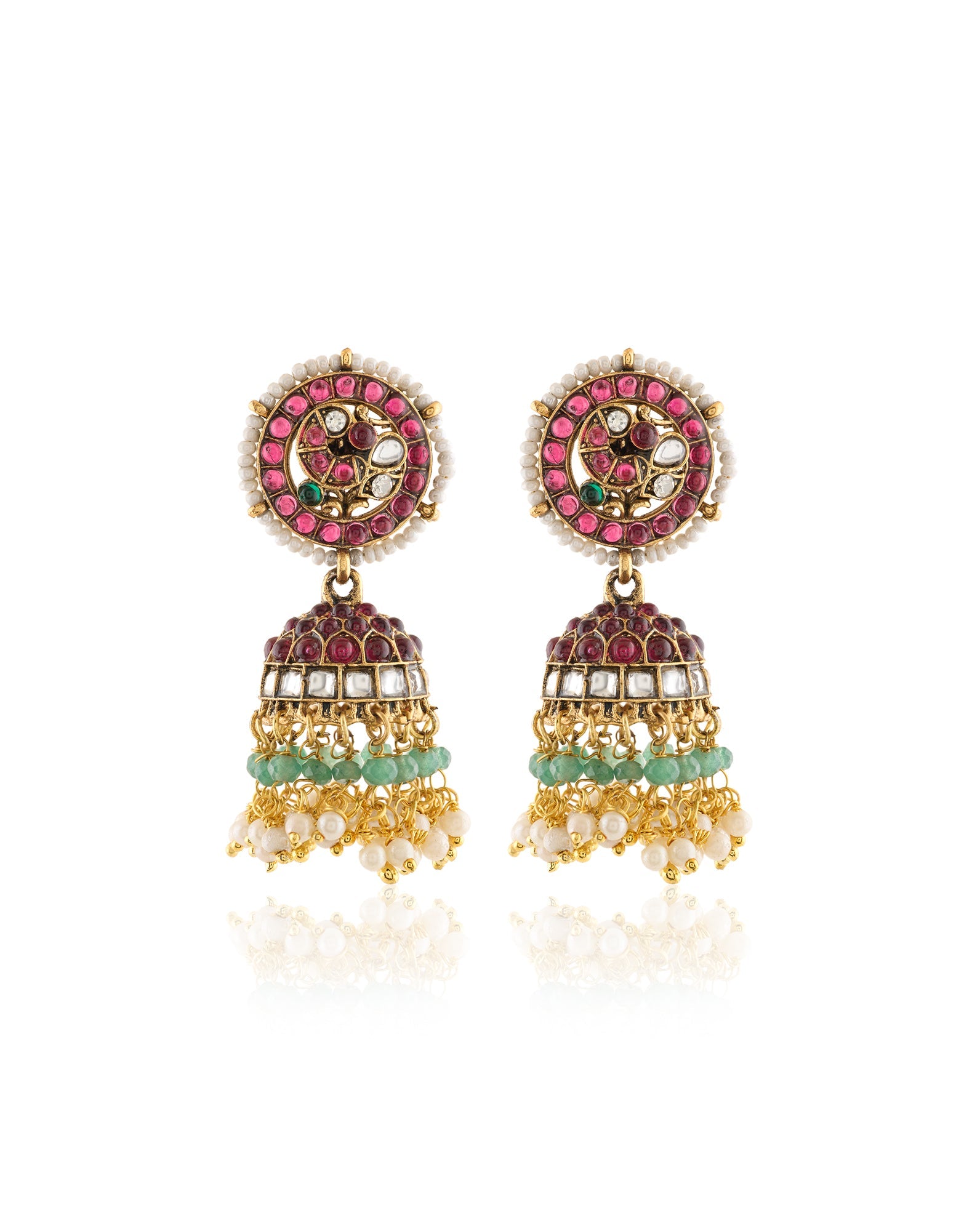 Ruby Temple Gold Jhumkas