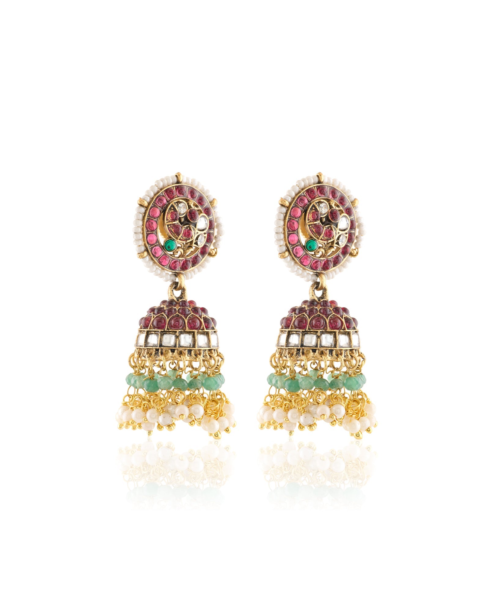 Ruby Temple Gold Jhumkas