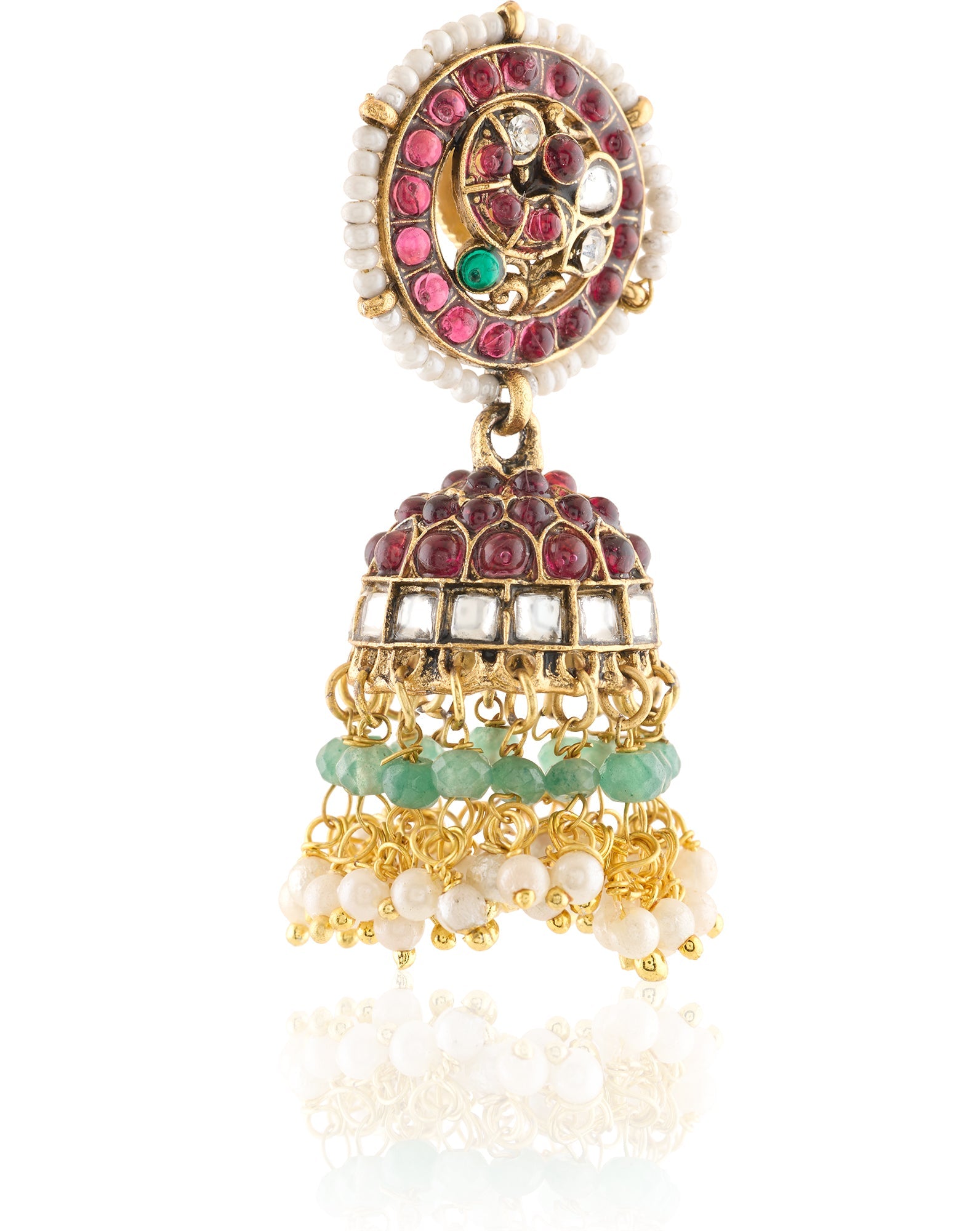 Ruby Temple Gold Jhumkas