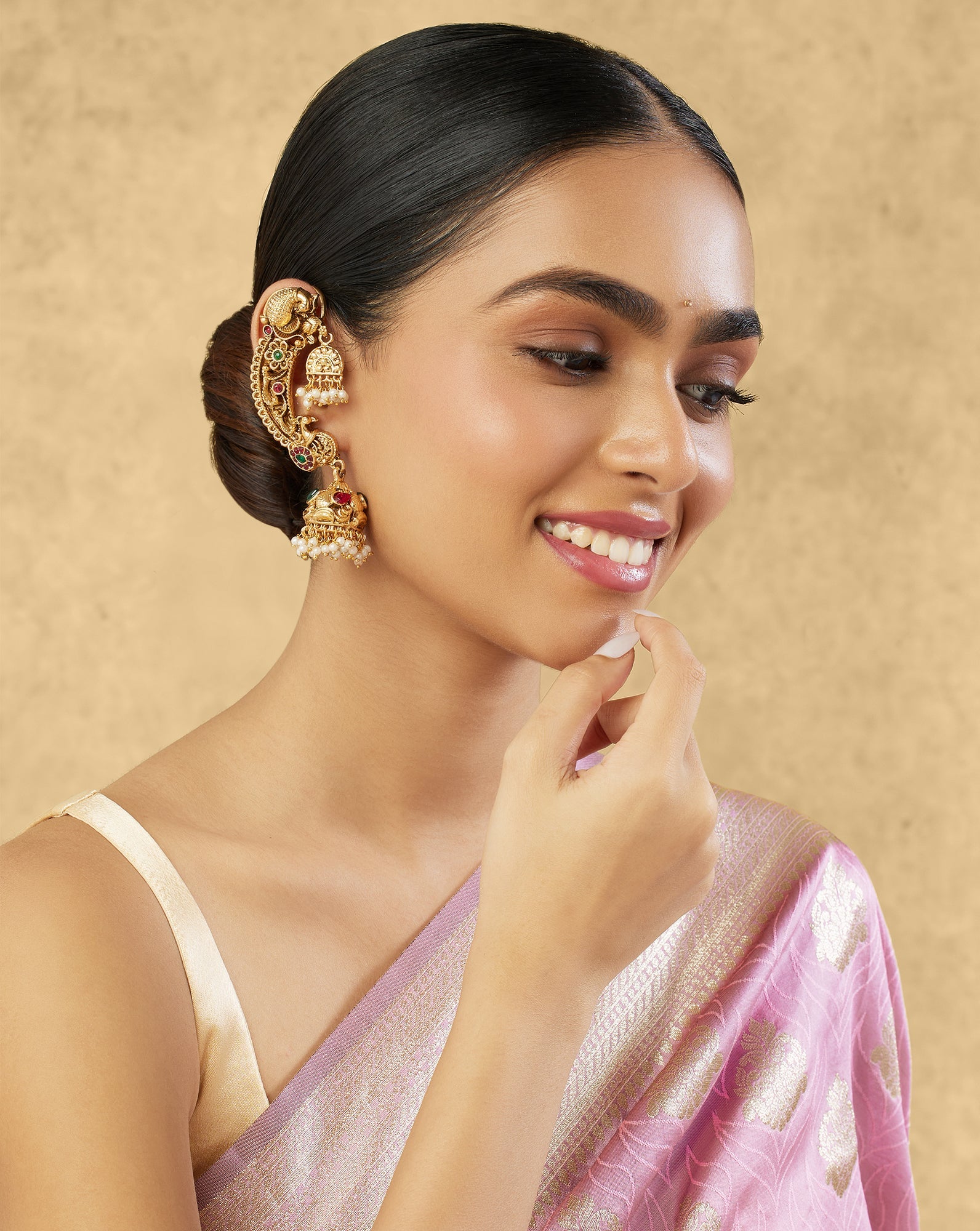 Morni Gold Temple Jhumka Ear Cuffs