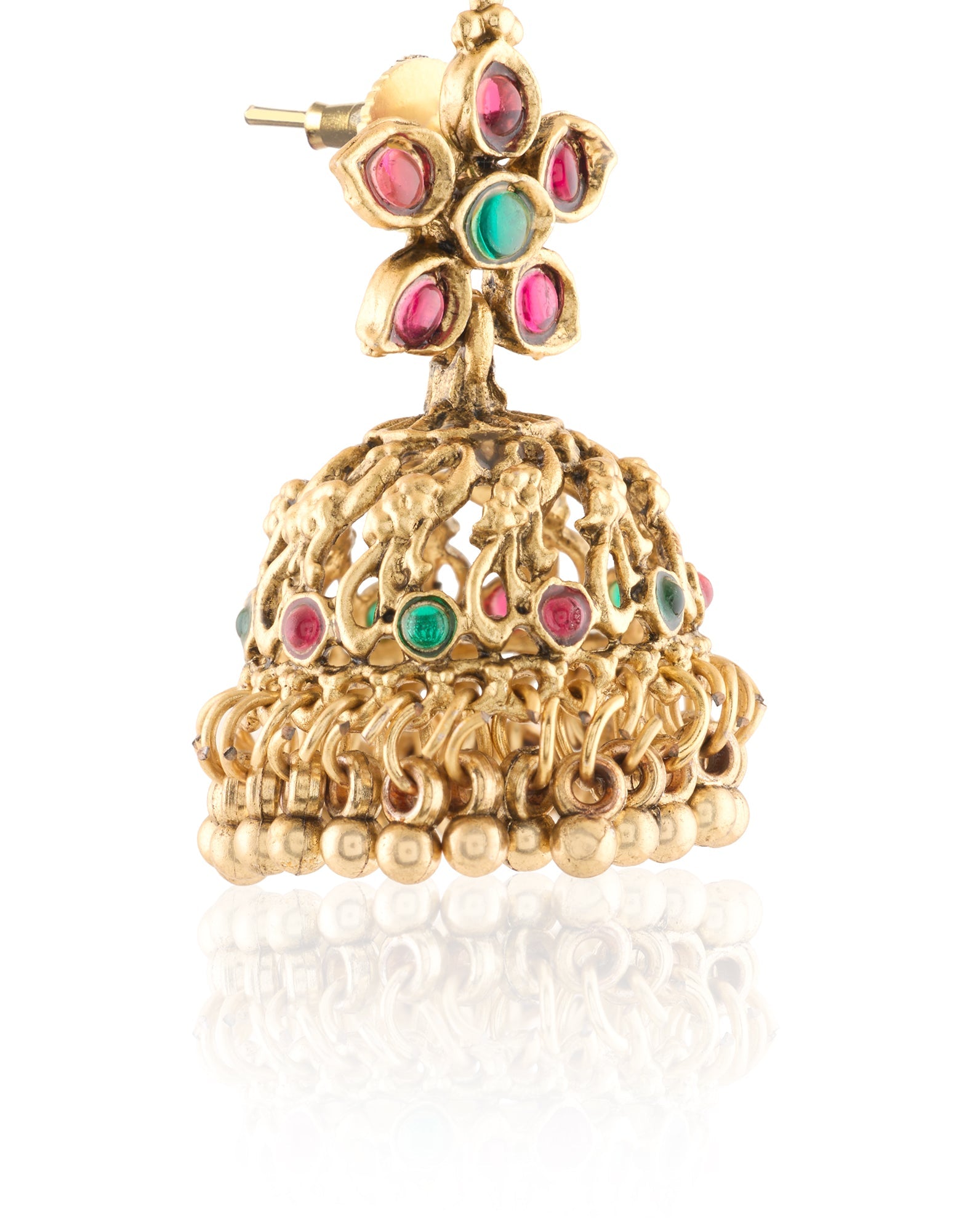 Floral Temple Gold Jhumkas