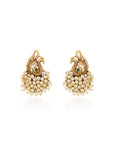 Swan Pearl Gold Temple Statement Studs