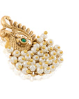 Swan Pearl Gold Temple Statement Studs