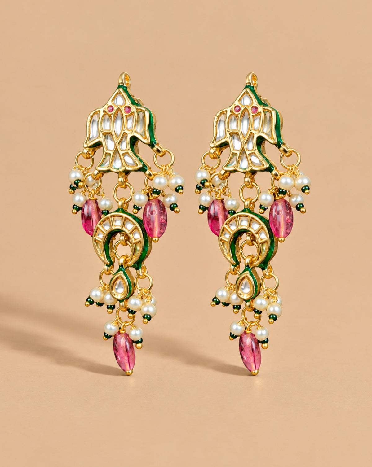 Matsya Kundan Pink Dangler