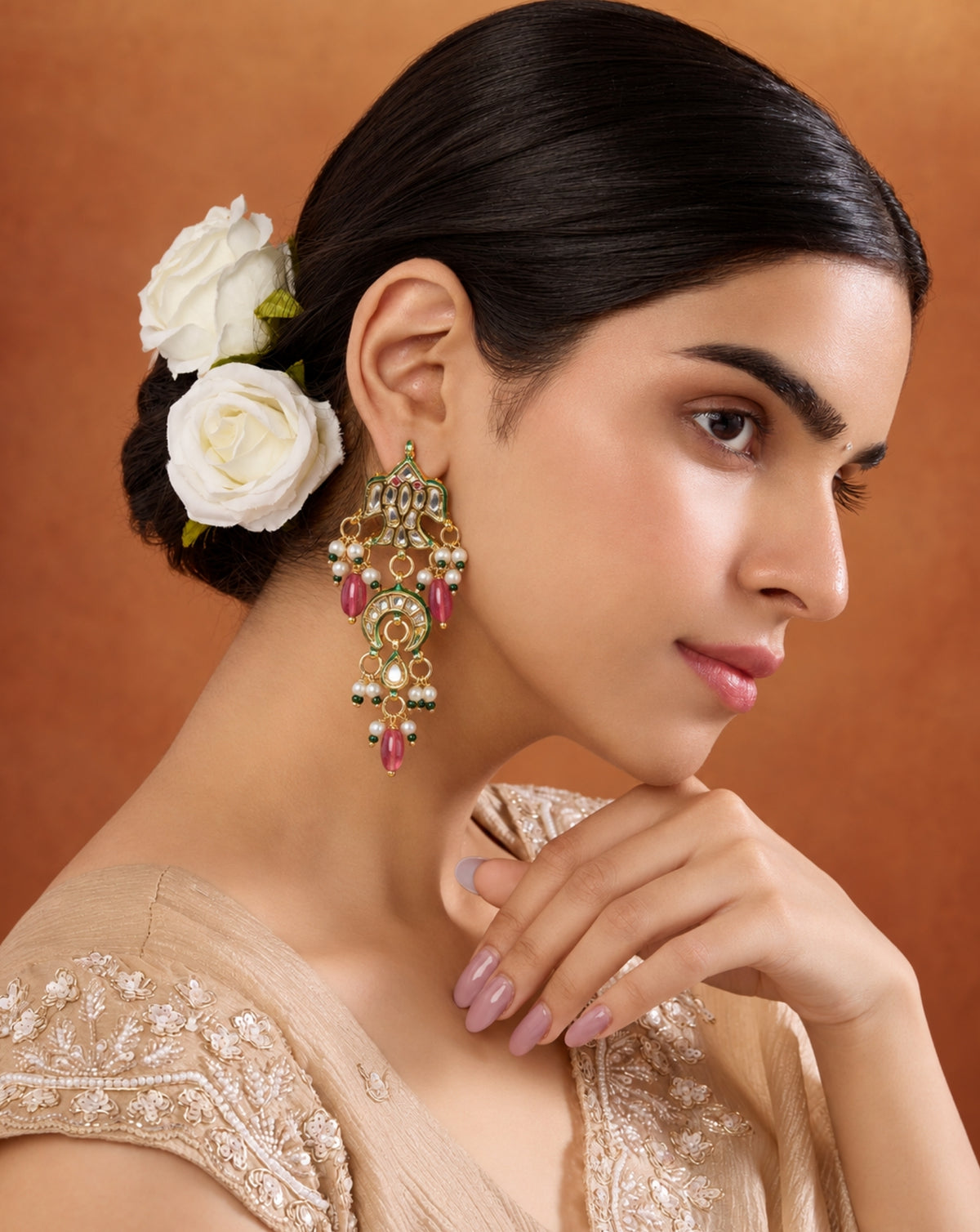 Matsya Kundan Pink Dangler