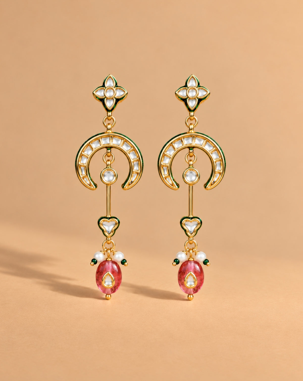 Crescent Kundan Dangler Earring