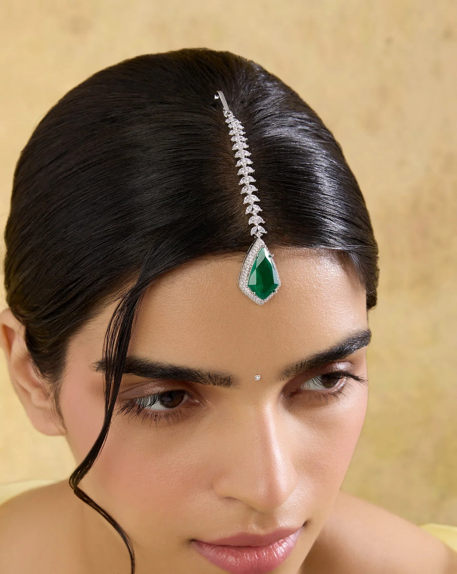 Zircon Statement Emerald Maangtikka
