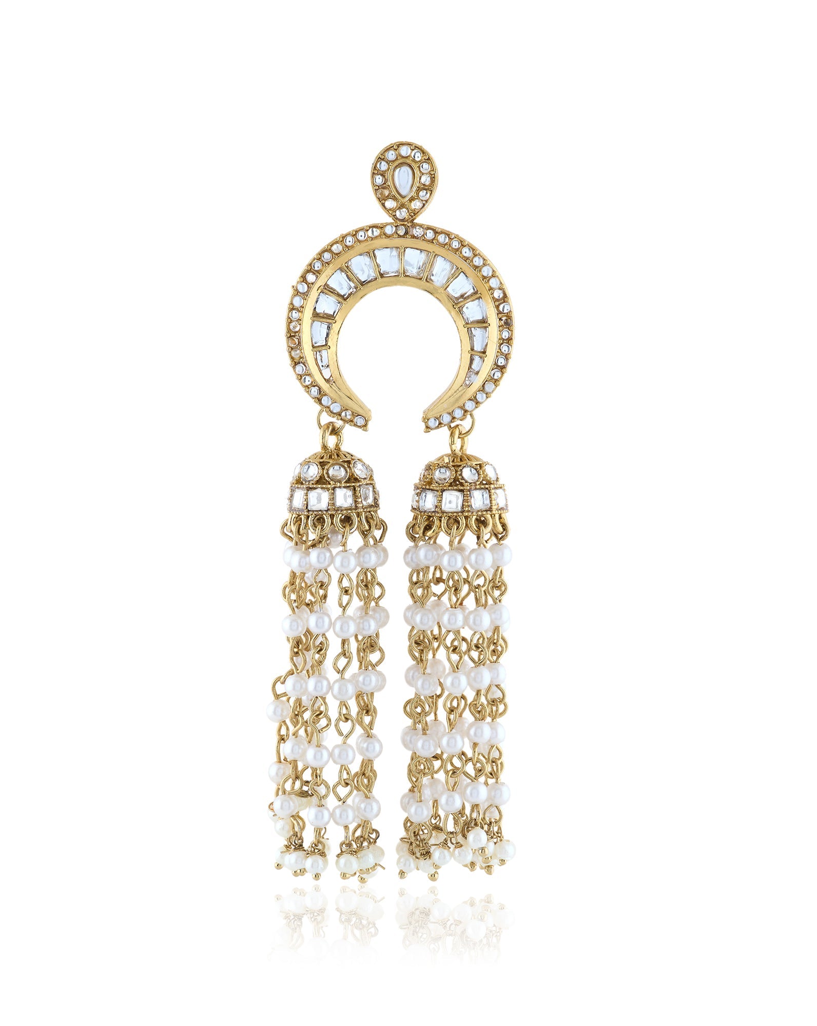 Chanda Gold Pearl Kundan Hair Brooch