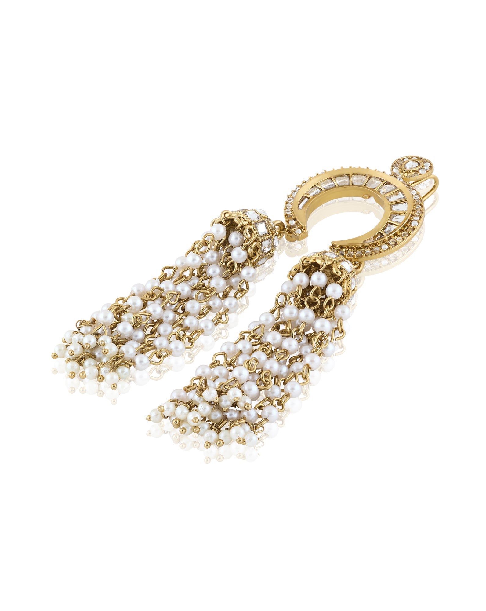 Chanda Gold Pearl Kundan Hair Brooch