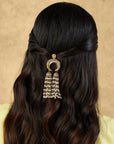 Chanda Gold Pearl Kundan Hair Brooch