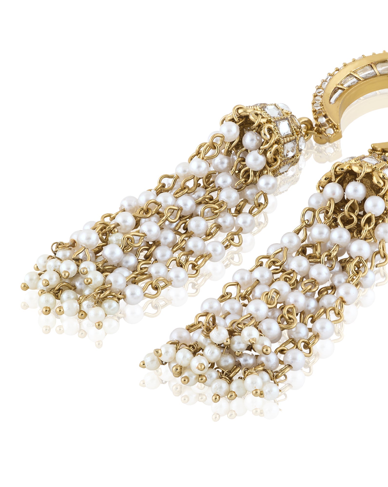Chanda Gold Pearl Kundan Hair Brooch