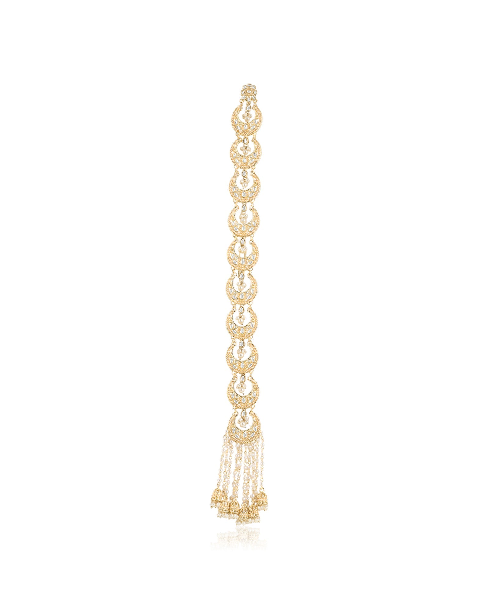 Gold Pearl Kundan Choti Hair Brooch