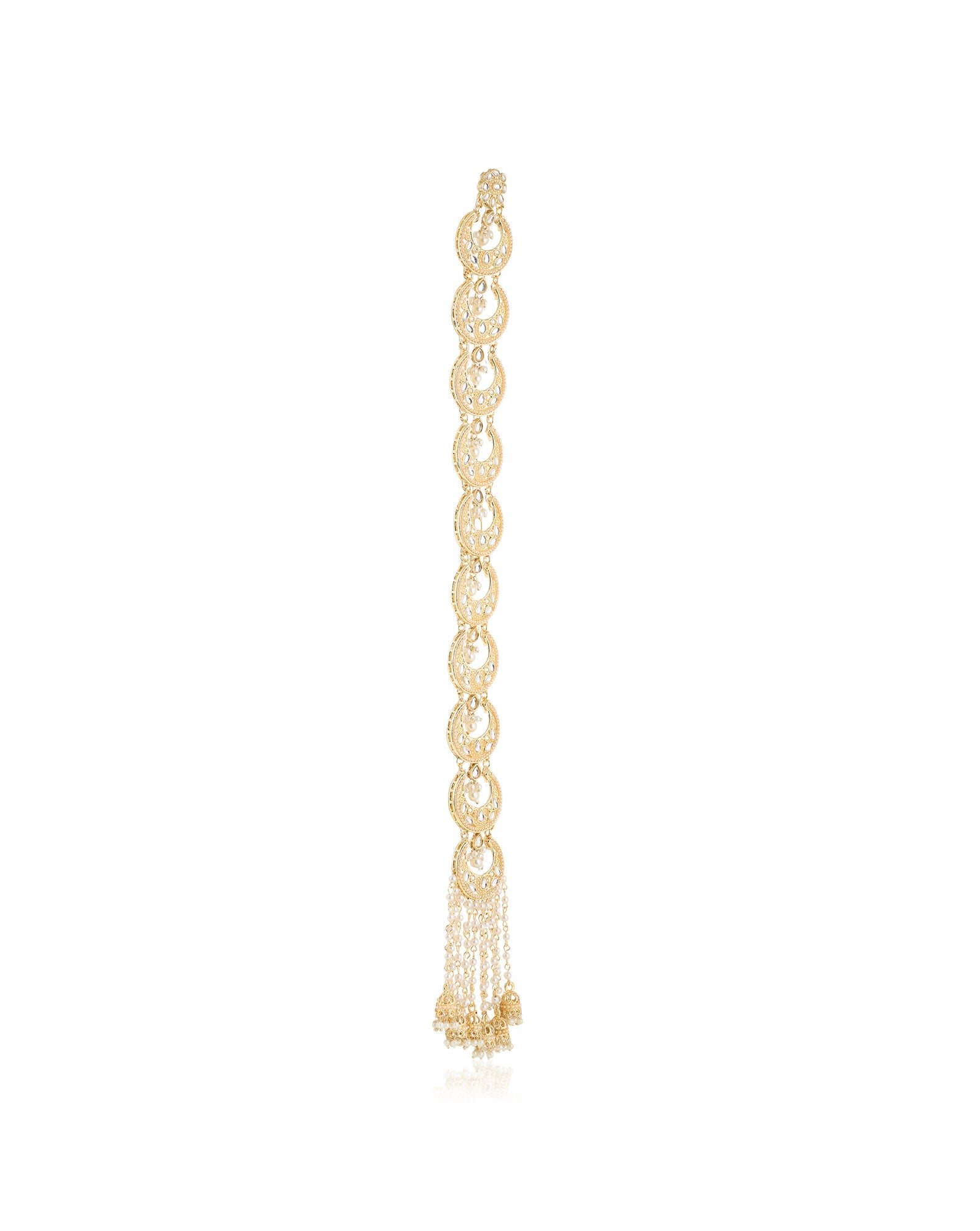 Gold Pearl Kundan Choti Hair Brooch