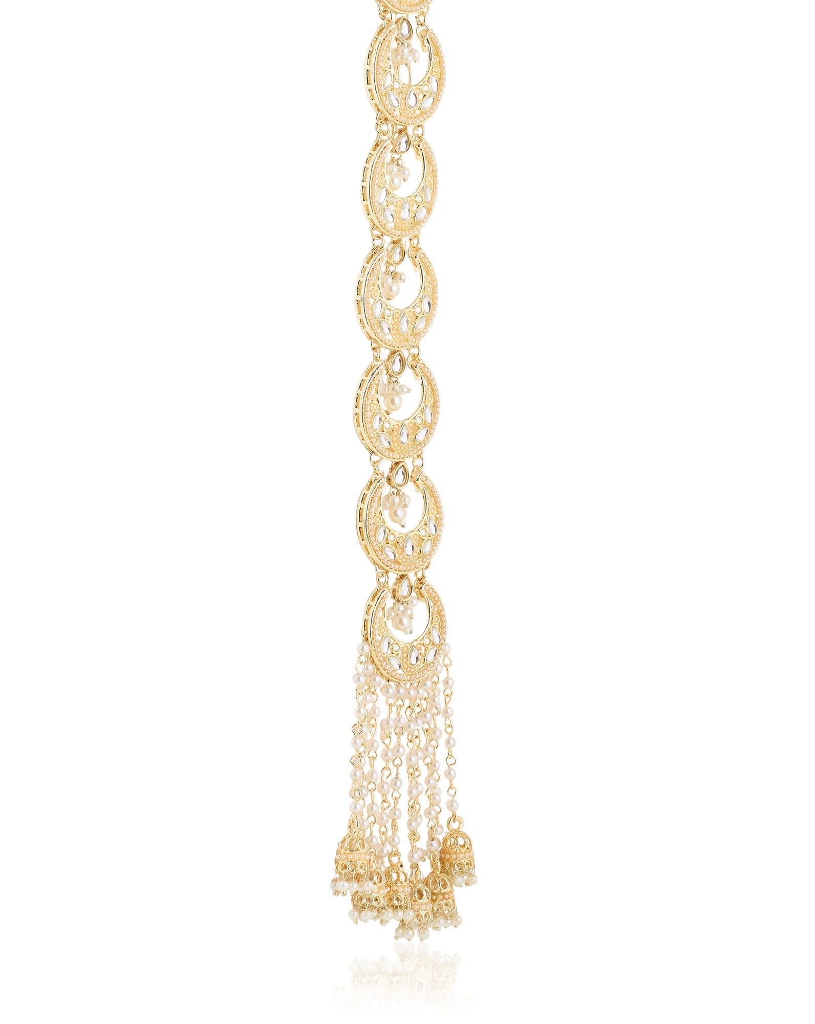 Gold Pearl Kundan Choti Hair Brooch