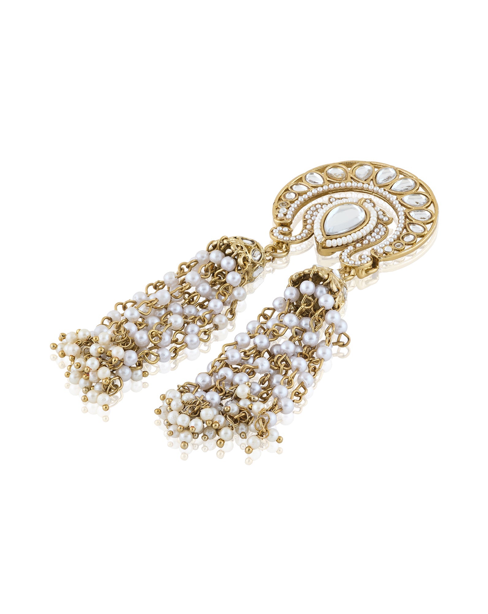 Pearl Gold Kundan Hair Brooch