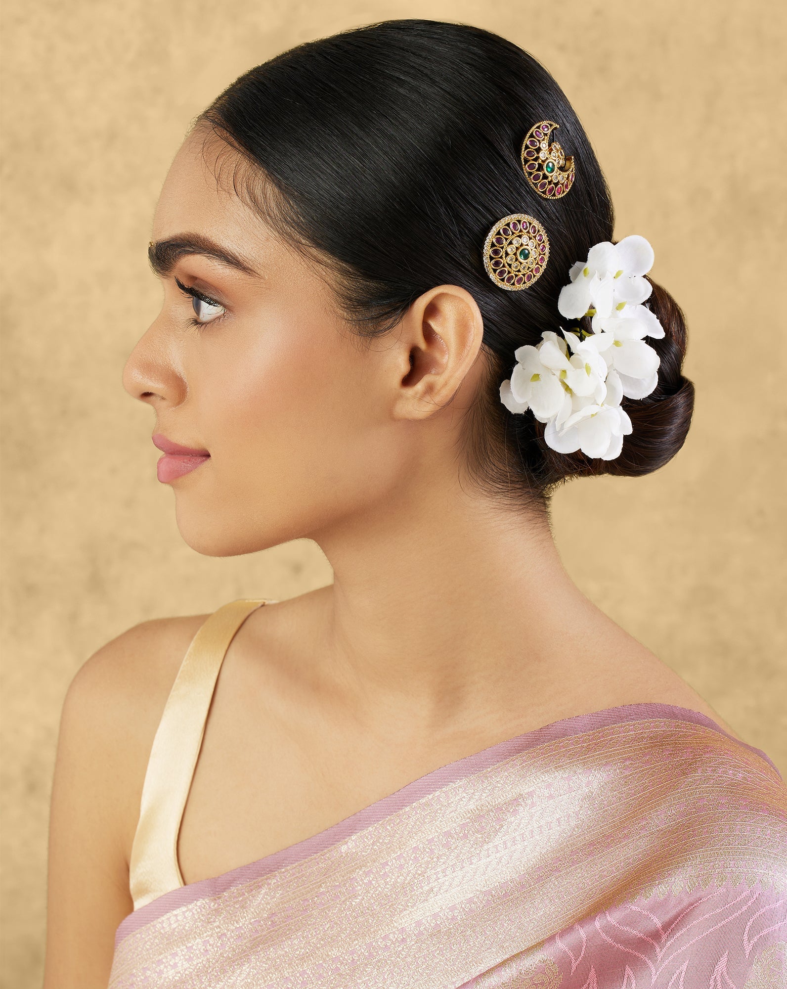 Ruby Temple Gold Hair Brooch Set
