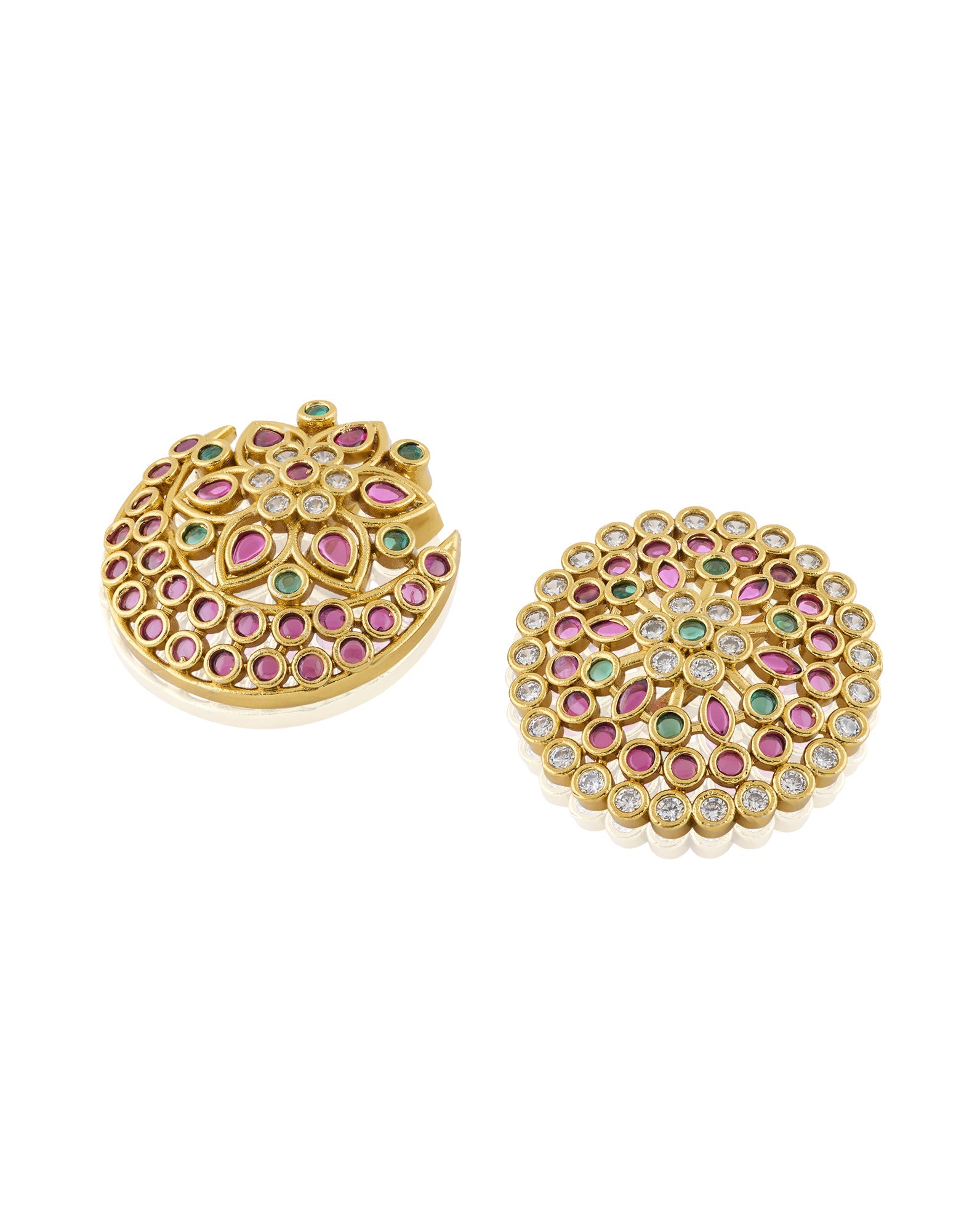 Multicolour Temple Gold Hair Brooch Set