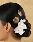 Floral Temple Gold Hair Brooch Set