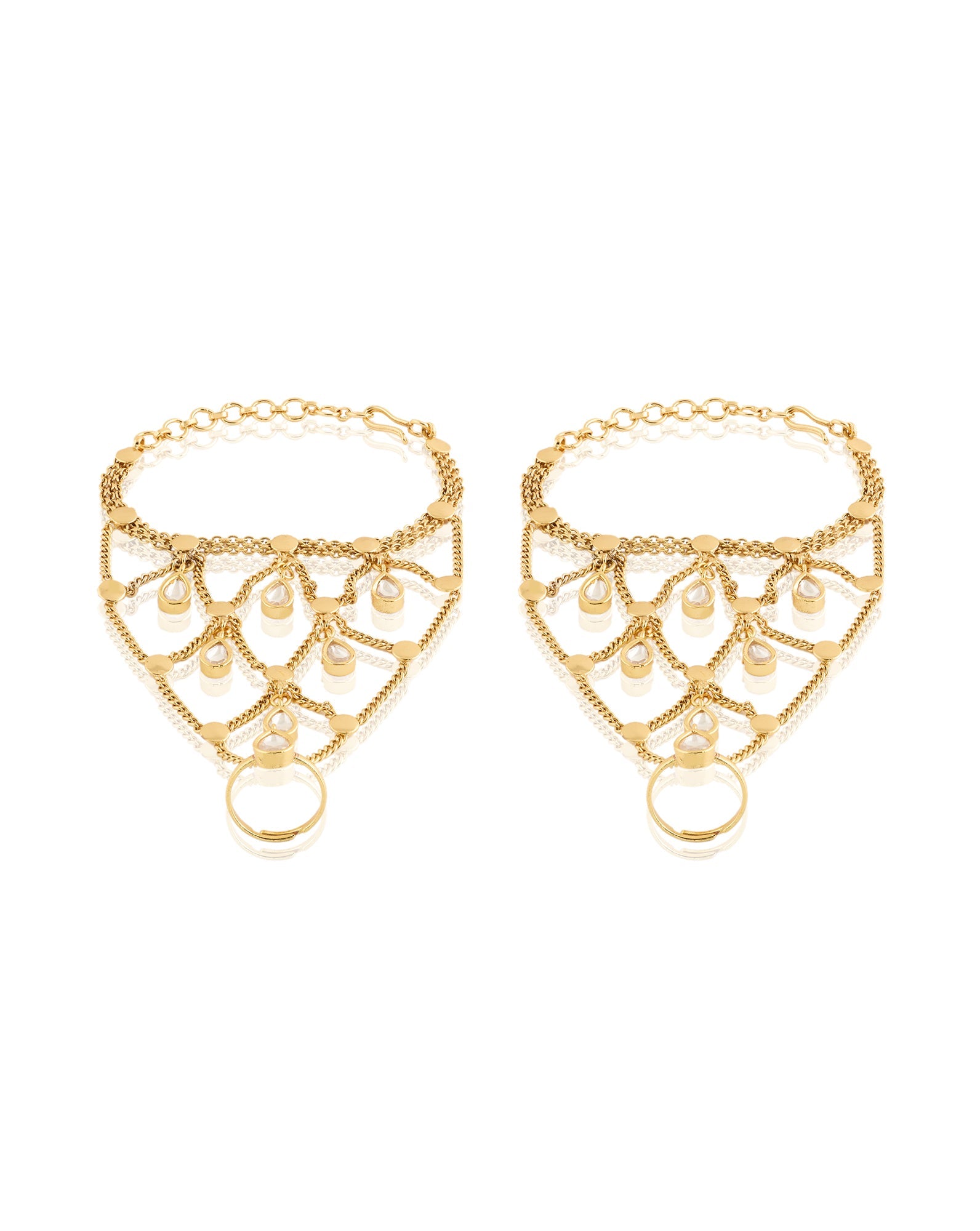 Gold Kundan Haath Phools