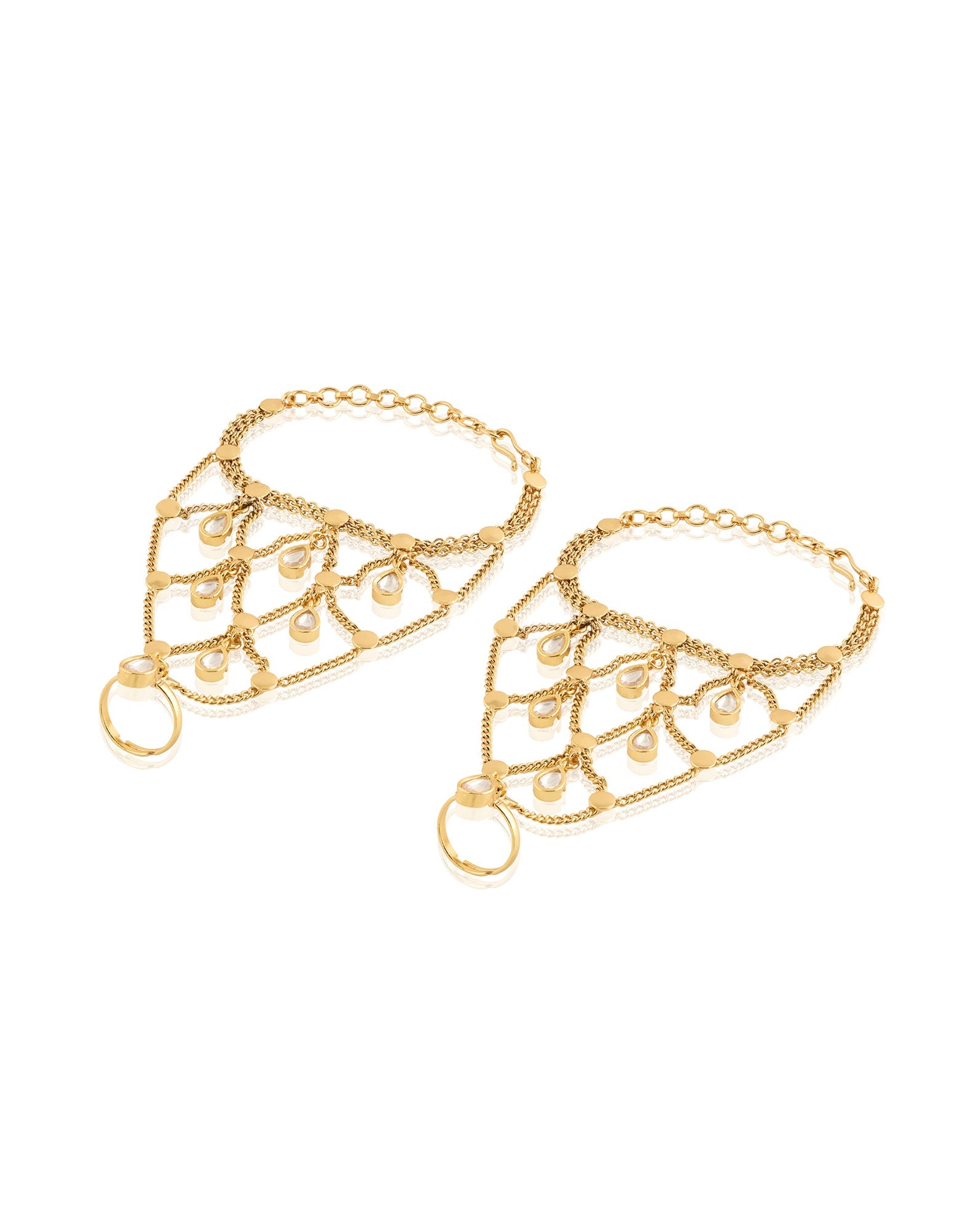 Gold Kundan Haath Phools
