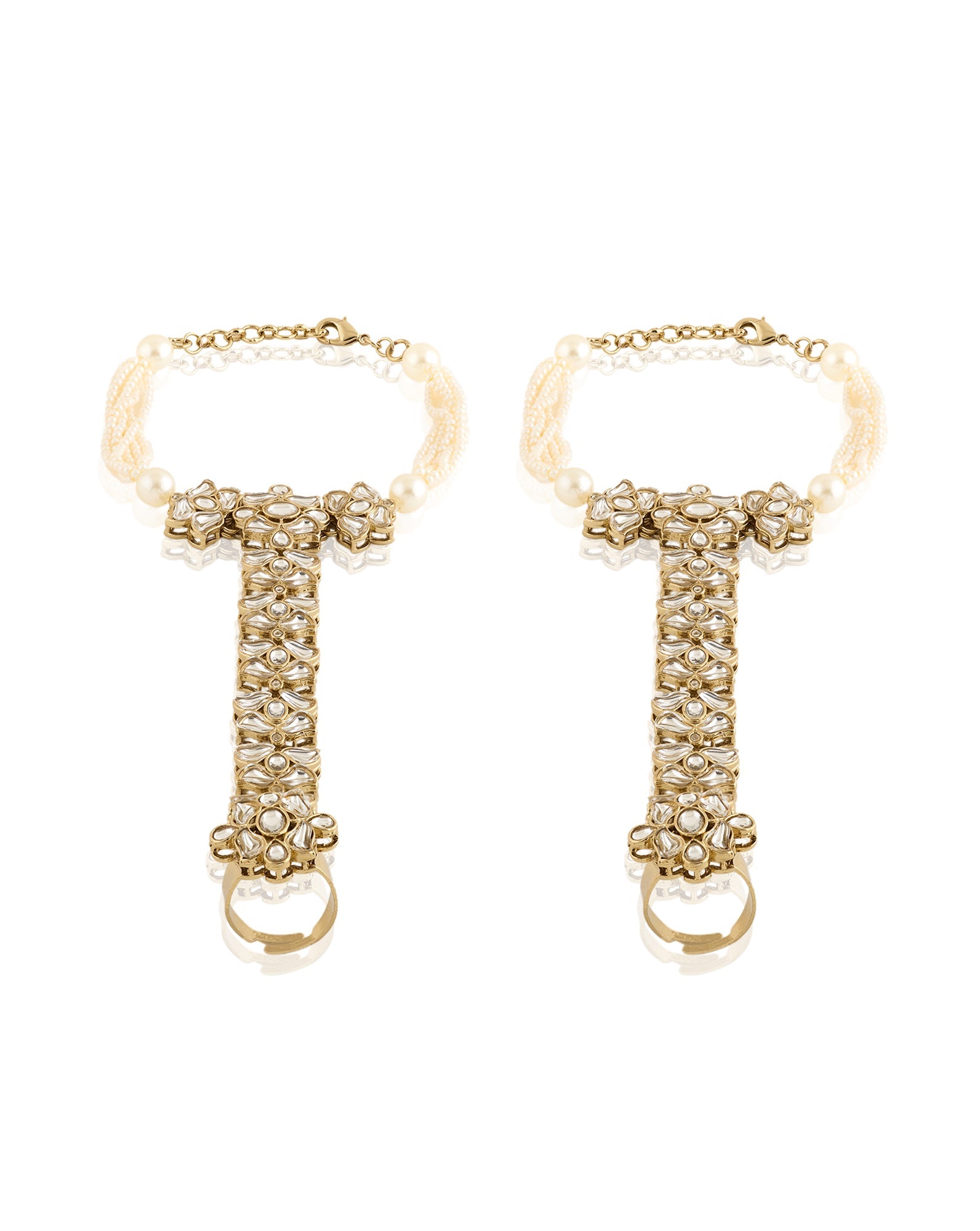 Pearl Kundan Gold Haath Phools