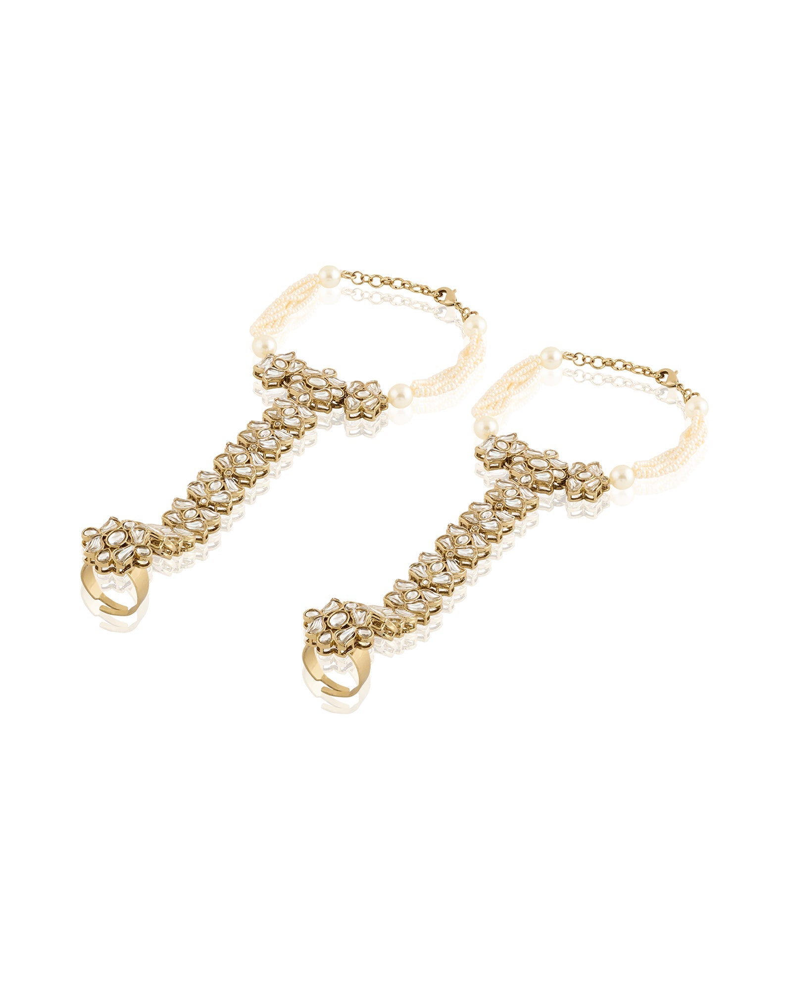 Pearl Kundan Gold Haath Phools