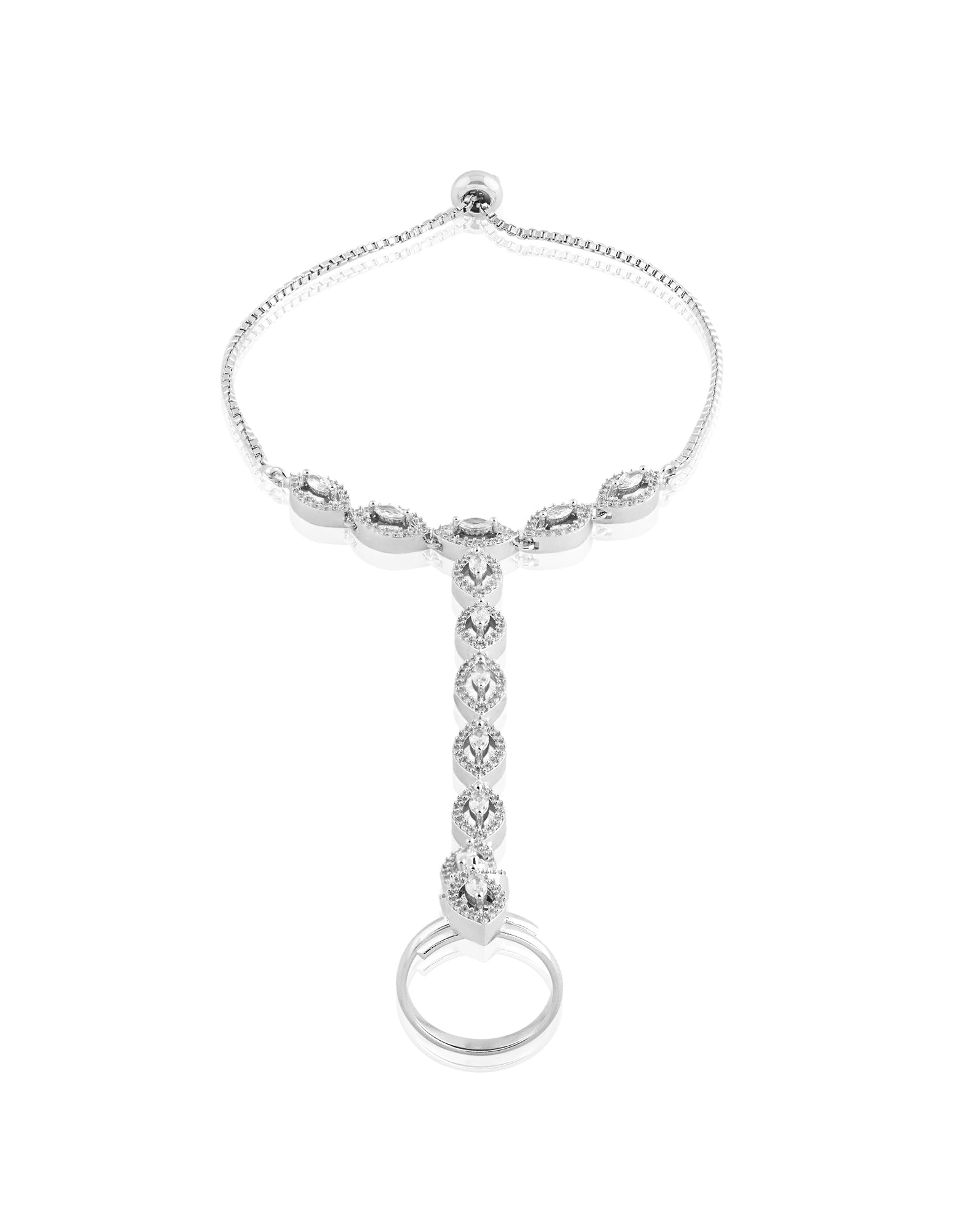 Classic Zircon Silver Haath Phool