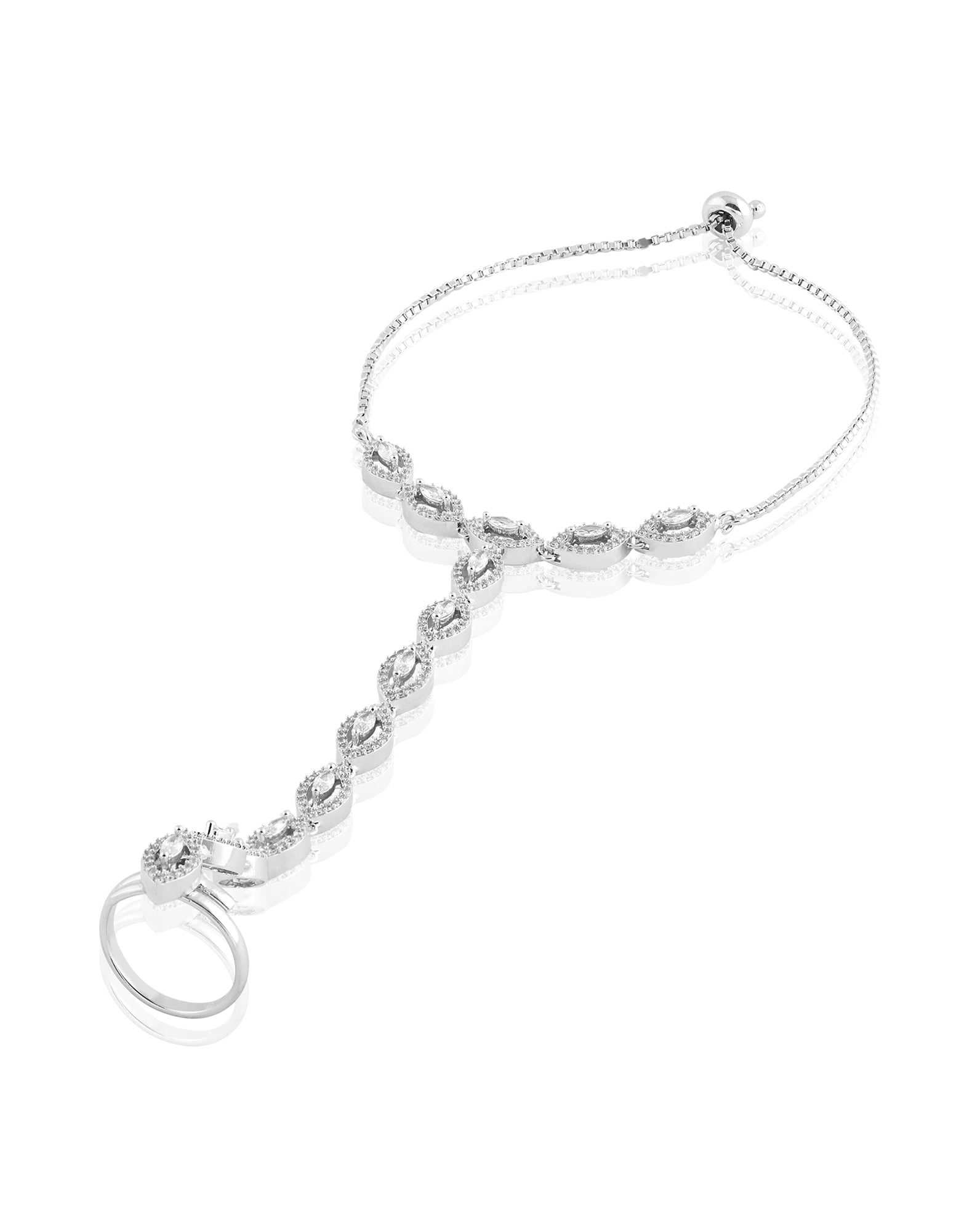 Classic Zircon Silver Haath Phool