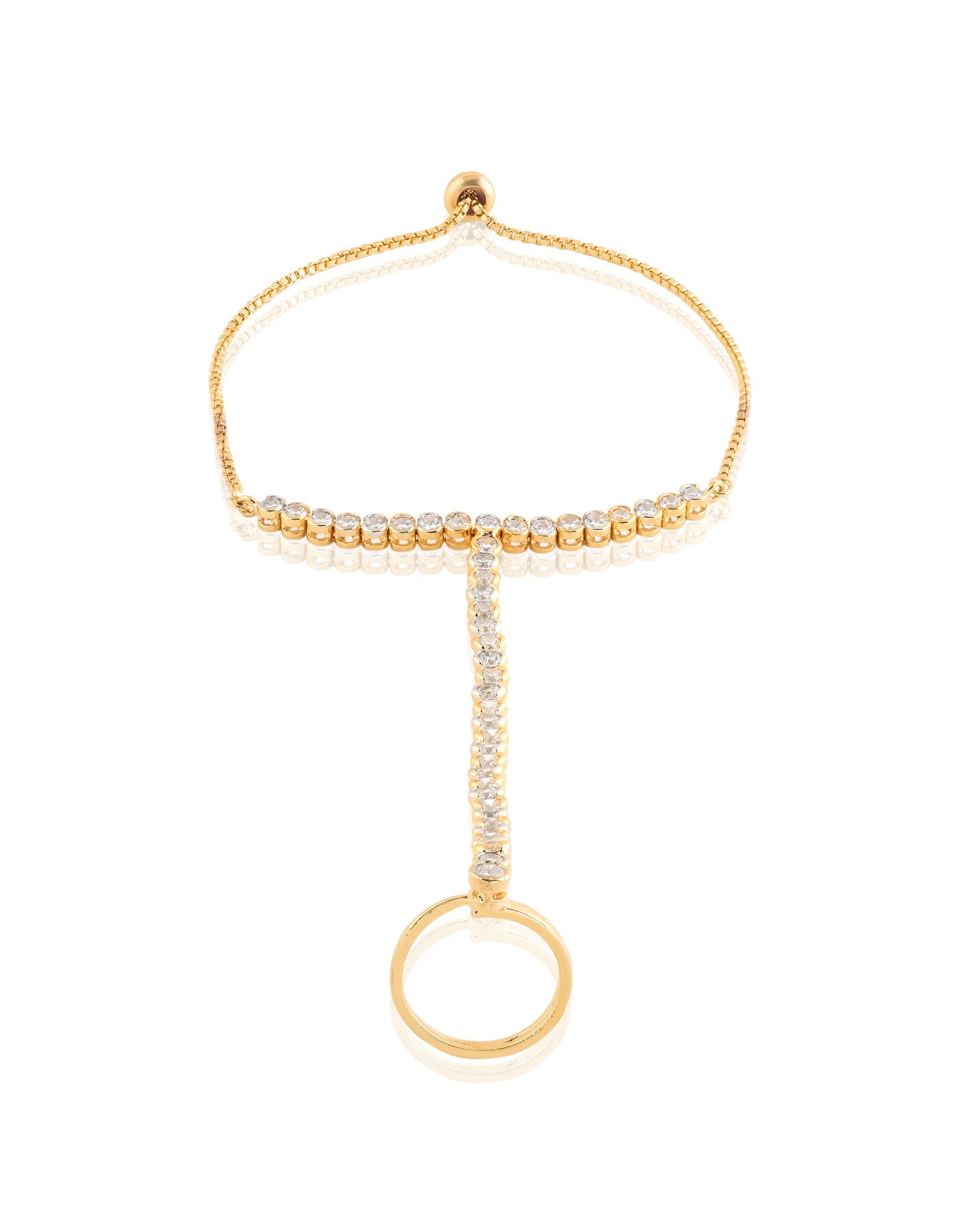 Tennis Zircon Gold Haath Phool