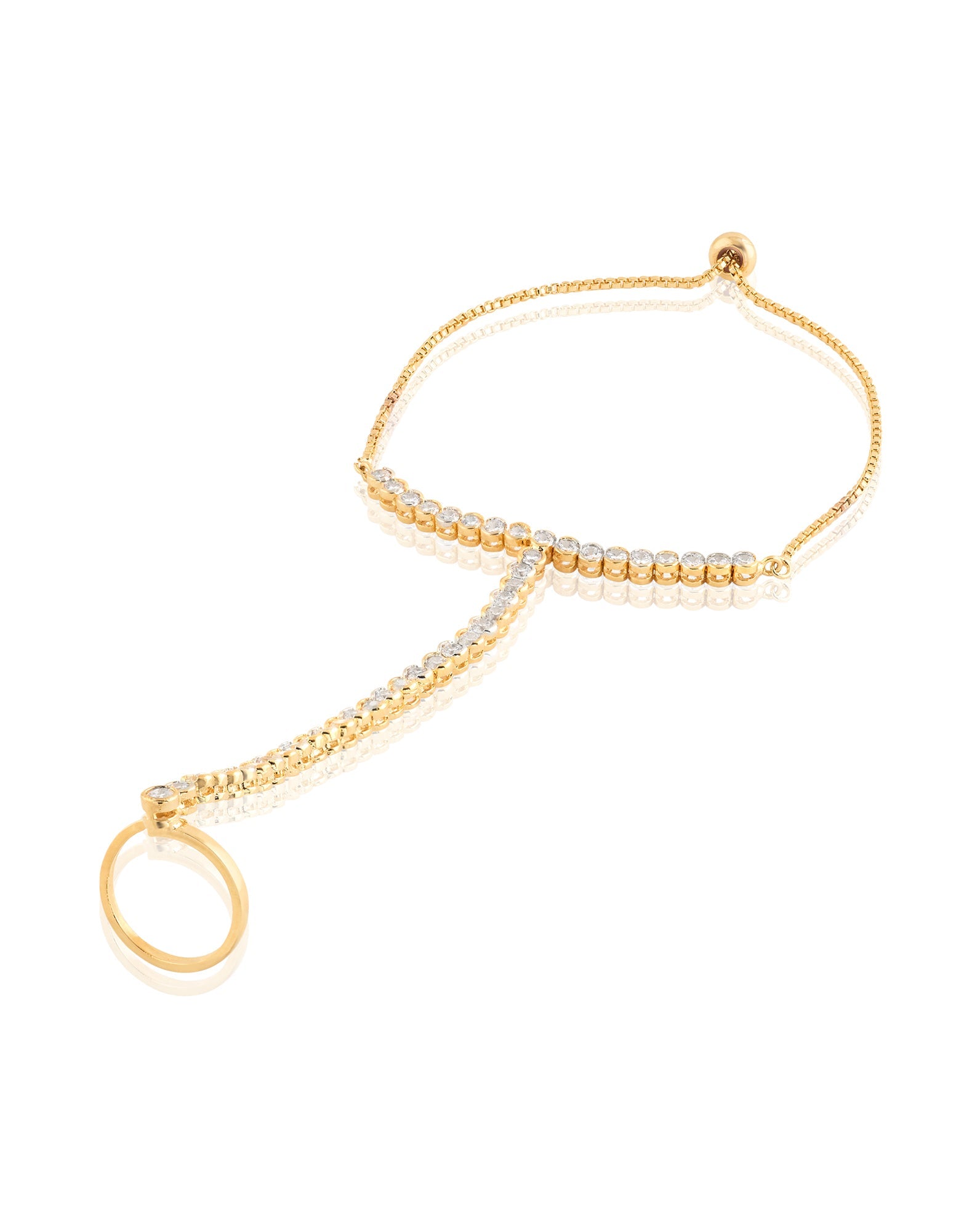 Tennis Zircon Gold Haath Phool