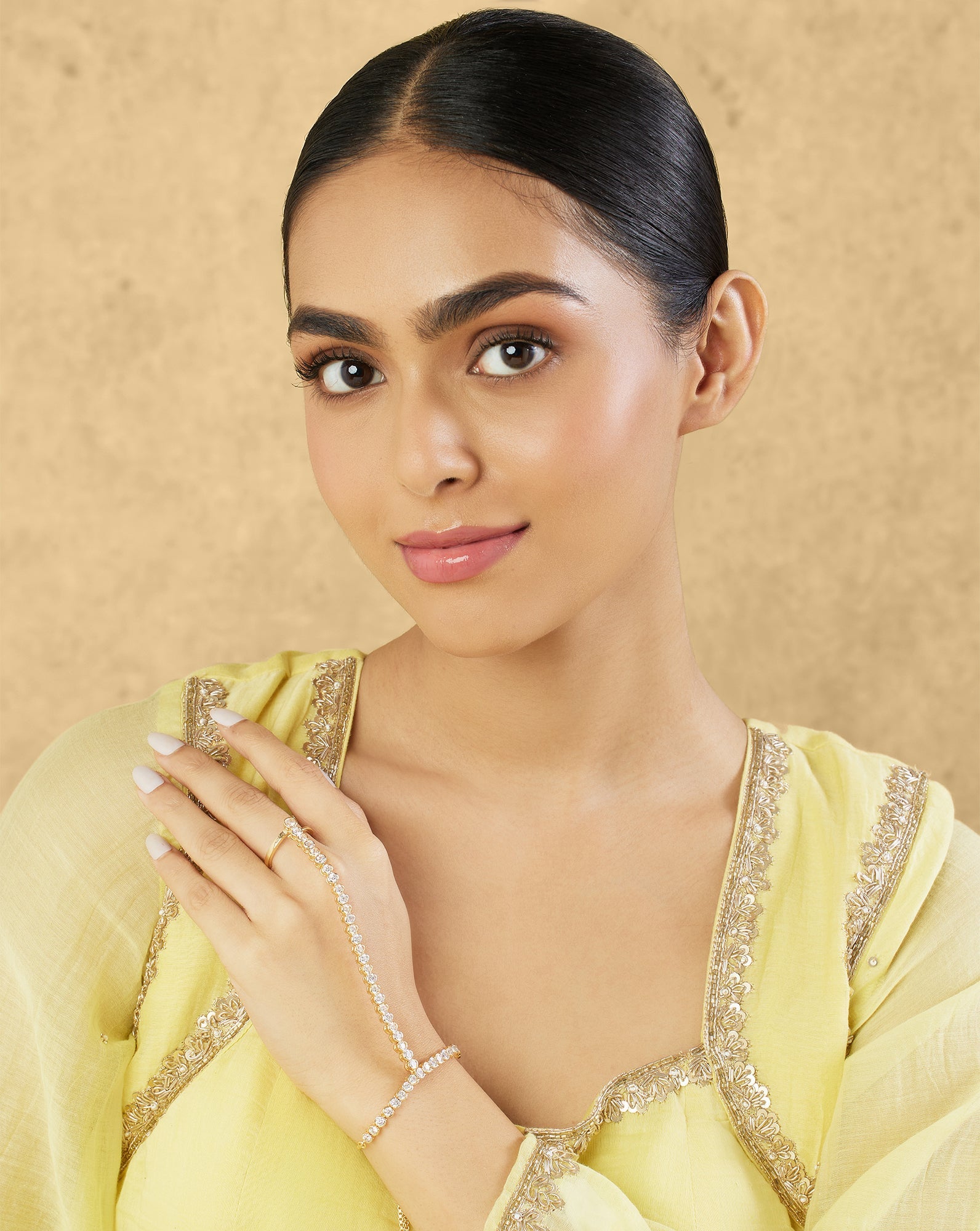 Tennis Zircon Gold Haath Phool