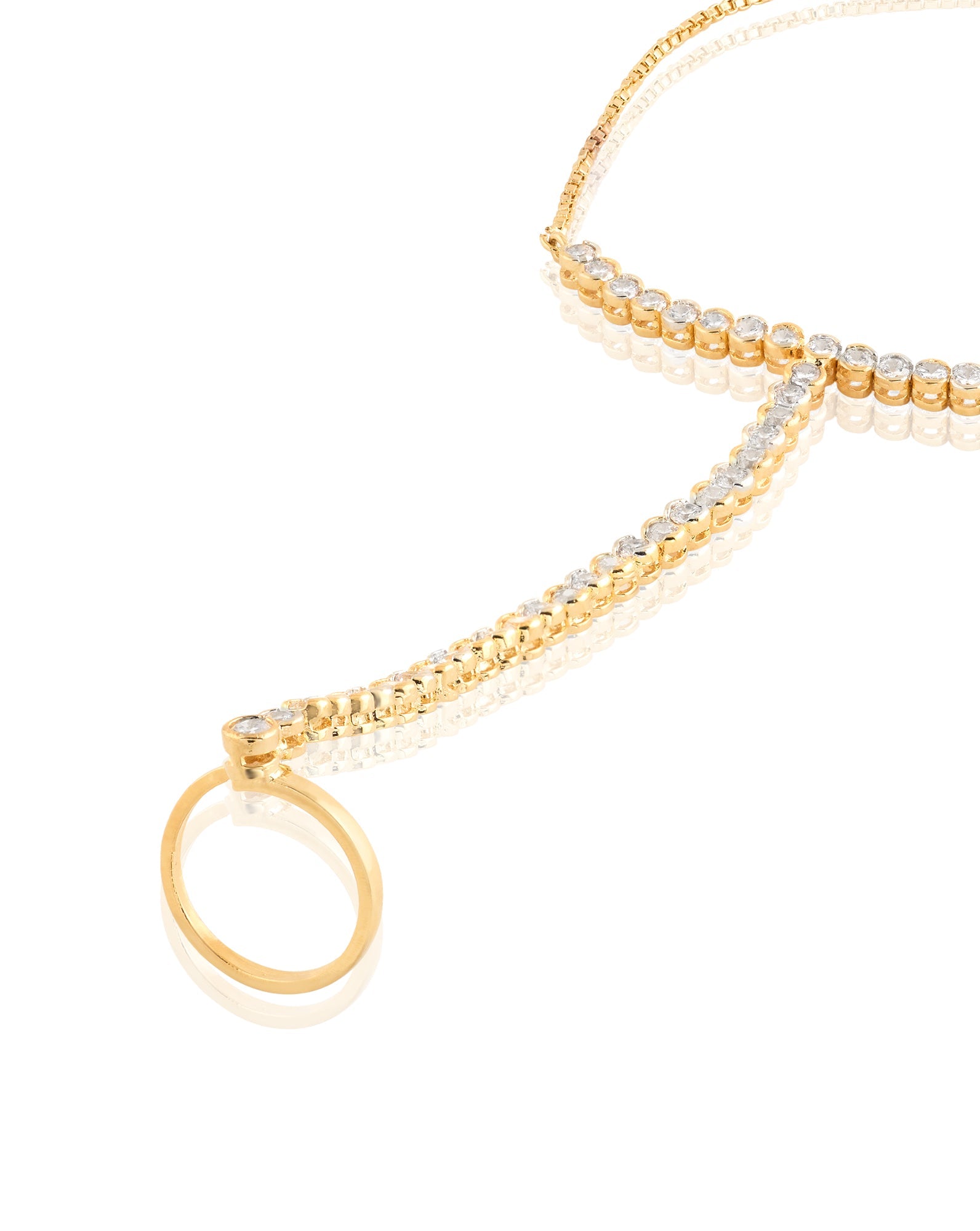 Tennis Zircon Gold Haath Phool