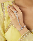Floral Zircon Silver Haath Phool