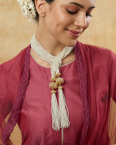 Punjabi Jadaau Pearl Long Necklace