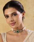 Pearl Kundan Polki Choker Necklace Set