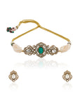 Pearl Kundan Polki Choker Necklace Set