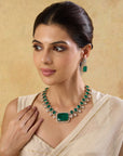 Green Kundan Square Necklace Set