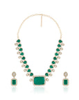 Green Kundan Square Necklace Set