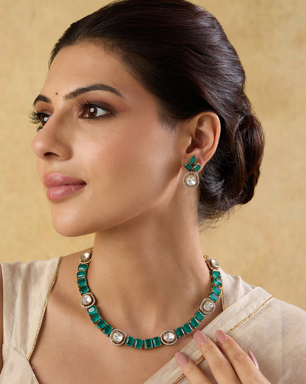 Green Kundan Necklace Set