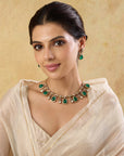 Green Kundan Polki Festive Necklace Set