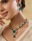 Green Kundan Festive Necklace Set