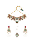 Green Kundan Polki Choker Set