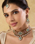 Green Kundan Polki Choker Set